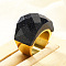 Fashionable 304 Stainless Steel & Synthetic Blue Goldstone Finger Rings, Real 18K Gold Plated, US Size 8(18.1mm)