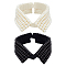 2Pcs 2 Colors Detachable Cloth Lady's Collars, Neckline Trim, with Plastic Imitation Pearl Beads, Mixed Color, 422x75x11mm, 1pc/color