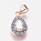 Brass Micro Pave Cubic Zirconia Pendants, teardrop, Rose Gold, 15x9x4mm, Hole: 3.5x5mm