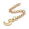 304 Stainless Steel Chain Extender, Curb Chain, with 202 Stainless Steel Charms, Moon with Star, Golden, 62mm, Link: 3.7x3x0.5mm, Moon with Star: 11x6.8x1mm