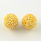 AB-Color Resin Rhinestone Beads, with Acrylic Round Beads Inside, for Bubblegum Jewelry, Yellow, 16x14mm, Hole: 2~2.5mm