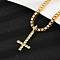 Alloy Full Crystal Rhinestone Inverted Cross Pendant Necklaces, Golden, 18.62 inch(47.3cm)