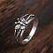 Butterfly Hollow Out Alloy Finger Rings, Antique Silver, US Size 7(17.3mm)