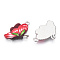 Printed Alloy Pendants, with Enamel, Butterfly, Platinum, Red, 24.5x16x2mm, Hole: 2mm