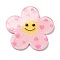 Acrylic Pendants, with Glitter Powder, Flower with Smiling Face, Pearl Pink, 38x39x2mm, Hole: 2.2mm