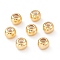 Brass Beads, Rubber inside, Slider Beads, Long-lasting Plated, Rondelle, Real 18K Gold Plated, 6x4.5mm, Hole: 2mm