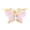 304 Stainless Steel Glass Big Pendants, Butterfly Charm, with ABS Imitation Pearl, Real 18K Gold Plated, Violet, 30x51.5x7.5mm, Hole: 2mm