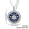 Bohemian Style Brass Blue & Black Enamel Grid Sun Pendant Necklace with Clear Cubic Zirconia, Platinum, 15.75 inch(40cm)