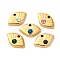 304 Stainless Steel Rhinestone Charms, Ion Plating(IP), Real 14K Gold Plated, Eye Charms, Mixed Color, 9x15x3.5mm, Hole: 1.5mm