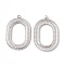 Non-Tarnish 304 Stainless Steel Pendants, Oval Charm, Stainless Steel Color, 41.5x27.5x2mm, Hole: 2mm