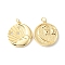 Rack Plating Brass Micro Pave Cubic Zirconia Pendants, Long-Lasting Plated, Cadmium Free & Lead Free, Flat Round with Moon, Real 18K Gold Plated, 21.5x20x3.5mm, Hole: 3mm