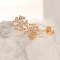 Flower Brass Cubic Zirconia Stud Earrings, Golden, Clear, 8mm