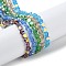 Transparent Electroplate Glass Beads Strands, AB Color Plated, Faceted, Flat Round, Mixed Color, 4x4x2.5mm, Hole: 1.1mm, about 145~155pcs/strand, 20.08''~21.65''(51~55cm)