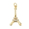 Brass With Cubic Zirconia Pendants, Cadmium Free & Lead Free, Tower Charms, with Jump Ring, Real 18K Gold Plated, 25x13.5x6mm, Hole: 3mm