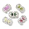 Brass Crystal Rhinestone Oval with Flower Multi-Strands Links, Enamel Style, Cadmium Free & Lead Free, Rack Plating, Platinum, Mixed Color, 18x28.5x5mm, Hole: 2mm