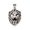 Tibetan Style 304 Stainless Steel Pendants, Lion, Antique Silver, 48x30x17mm, Hole: 8.5x5mm