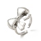 Brass Cuff Rings for Women, Cadmium Free & Lead Free, Bowknot, Platinum, Inner Diameter: 16.4mm