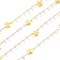 Brass Star Links Chains, with White Round  CCB Plastic Beads, Soldered, Long-Lasting Plated, with Spool, Golden, Link: 4x2.5x3mm and 2.5x1.7x0.3mm, about 32.8 Feet(10m)/roll