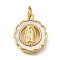 Brass Shell Pendants, Virgin Mary, with Jump Ring, Cadmium Free & Lead Free, Real 18K Gold Plated, 15.5x13x3mm, Hole: 3.5mm