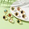 Oval Natural & Synthetic Gemstone Finger Rings, Real 18K Gold Plated 304 Stainless Steel Open Cuff Rings for Unisex, Oval: 17.5x16.5mm, Adjustable