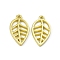 Rack Plating Alloy Pendants, Hollow, Leaf Charm, Light Gold, 23x12x1.7mm, Hole: 1.2mm