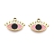 Ion Plating(IP) 316L Surgical Stainless Steel Pendants, Nickel Free, with Enamel, Real 18K Gold Plated, Eye Charm, Pink, 9x13x1.5mm, Hole: 1.2mm