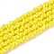 Opaque Glass Beads Strands, Triangle, Faceted, Champagne Yellow, 3~3.5x4~4.5x4~4.5mm, Hole: 0.8mm, about 121~131pcs/strand, 14.37~15.35 inch(36.5~39cm)