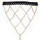 Polyester Elastic Leg Chains, with Brass Bar Link Chains and 304 Stainless Steel Star Charms, Real 18K Gold Plated, 110mm, Inner Diameter: 120mm