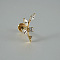 G23 Titanium Alloy Pave Clear Cubic Zirconia Labrets, Leaf, Golden, 8mm, Pin: 1.2mm