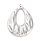 304 Stainless Steel Pendants, Teardrop Charm, Anti-Tarnish, Stainless Steel Color, 43.5x31.5x6mm, Hole: 1.8mm