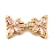 Brass Micro Pave Cubic Zirconia Fold Over Clasps, Butterfly, Real 18K Gold Plated, 27x15x6mm, Hole: 4.5x3mm and 3x2mm