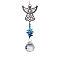 Glass Teardrop Pendant Decorations, with Metal Angel Link, Hanging Suncatchers Garden Decorations, Deep Sky Blue, 350mm