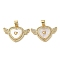 Brass Micro Pave Cubic Zirconia Pendants, Cadmium Free & Lead Free, with Shell, Heart with Wings, Real 18K Gold Plated, 16x23x3mm, Hole: 4x3.5mm