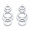 Non-Tarnish 201 Stainless Steel Pendants, Multi Ring Charm, Stainless Steel Color, 45.5x23x1mm, Hole: 1.5mm