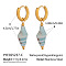 Stainless Steel Shell Shape Hoop Earrings, Real 18K Gold Plated, Blue, 45x10.8mm