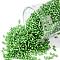 TOHO Round Seed Beads, Japanese Seed Beads, (27F) Silver Lined Frost Peridot, 15/0, 1.5mm, Hole: 0.7mm, about 3000pcs/10g