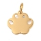 304 Stainless Steel Rhinestone Pendants, with Jump Ring, Laser Cut, Paw Print Charm, Golden, 21x16x1mm, Hole: 3mm
