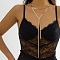 Brass Flat Snake Chains Double Layered Necklaces, Tassel Necklace, Platinum & Golden, 16.93 inch(43cm)