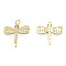 Brass Micro Pave Clear Cubic Zirconia Pendants, with Brass Jump Rings, Nickel Free, Dragonfly, Real 18K Gold Plated, 22x22x3mm, Jump Ring: 5mm in diameter, 1mm thick, 3mm inner diameter