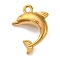 Ocean Theme 304 Stainless Steel Pendants, Real 18K Gold Plated, Dolphin, 20x15x7.8mm, Hole: 1.5mm