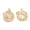 Glass Pendants, with Brass Finding, Rose Flower Charms, Real 18K Gold Plated, 16x13.5x6mm, Hole: 1.2mm