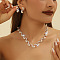 Alloy Rhinestone & Imitation Pearl Jewelry Sets, Include Earrings & Necklaces, for Women, Silver, 400mm