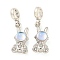 Rack Plating Alloy Pave Crystal Rhinestone Rabbit European Dangle Charms, Large Hole Pendants, with Glass, Cadmium Free & Nickel Free & Lead Free, Platinum, 32.5mm, Hole: 4.8mm, Rabbit: 22.5x10x8mm