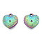 Rack Plating 201 Stainless Steel Pendant Rhinestone Settings, Heart, Rainbow Color, Fit For 1.8mm Rhinestone, 16x15.5x3.5mm, Hole: 1.8mm