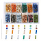 Silver Lined Glass Bugle Beads, Round Hole, with Stainless Steel Big Eye Beading Needles, Mixed Color, 50x27x12mm