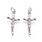 Brass Pendants, with Jump Rings, Crucifix Cross, For Easter, Platinum, 20x10x2mm, Hole: 3mm