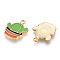 Eco-Friendly Zinc Alloy Pendants, with Enamel, Cadmium Free & Nickel Free & Lead Free, Cactus Shape, Light Gold, Medium Sea Green, 19x16x2mm, Hole: 1.8mm