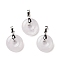 Natural Quartz Crystal Pendants, Rock Crystal, with Platinum Tone Brass Findings, Cadmium Free & Lead Free, Donut/Pi Disc, 24~25x20x8.5mm, Hole: 8x5mm
