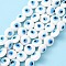 Flat Round Evil Eye Lampwork Bead Strands, White, 15~16x8~9mm, Hole: 2mm, about 24pcs/strand, 13.7 inch