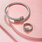 Stainless Steel Wire Twist Bangles & Cuff Rings Sets, Stainless Steel Color, Inner Diameter: 62mm